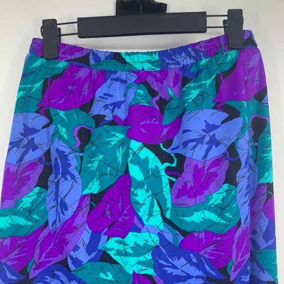 Jantzen Skirt Wrap Blue Floral Print Pull On Vintage Swimwear - Picture 7 of 8